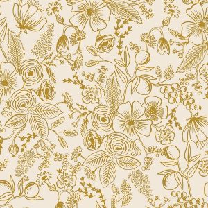 Tissu Rifle Paper Co Holiday Classics Fleurs Ecru Or